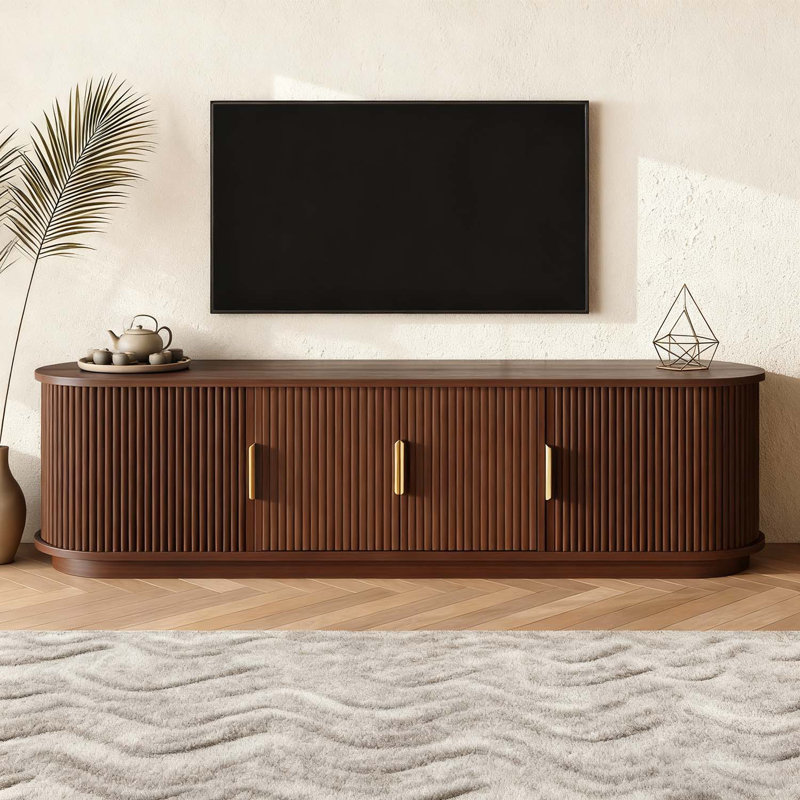 Console média cannelée avec rangement réglable, Walnut