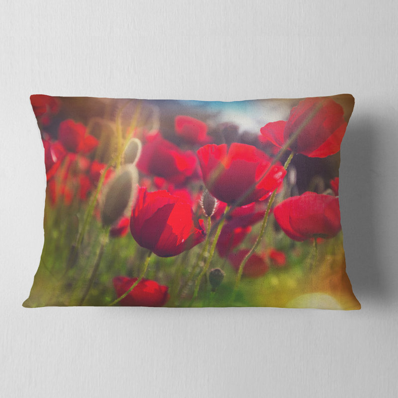 Coussin lombaire à fleurs épaisses floral