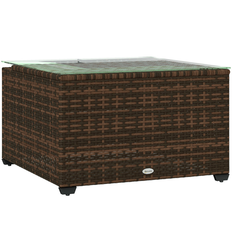 Outsunny Outdoor Coffee Table, Square PE Rattan 60 x 62 x 38cm, Brown
