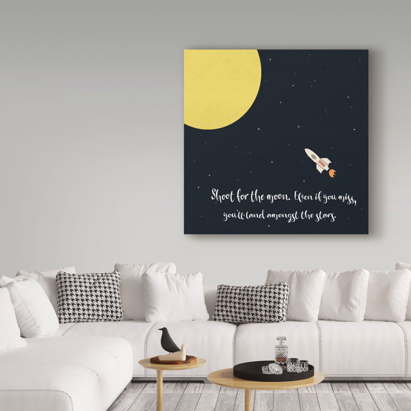 Audranna «Shoot for the Moon», art textuel sur toile tendue, H 24 po x l 24 po