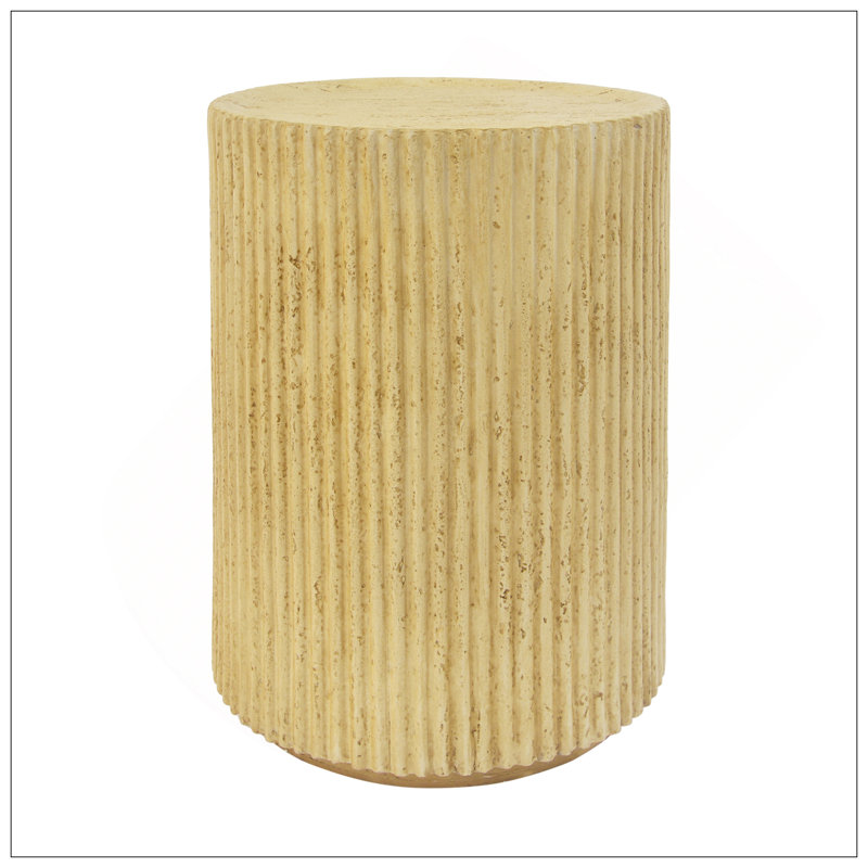 MGO Cylindrical Side Table, Wood-Like Texture, Antique Brown Color