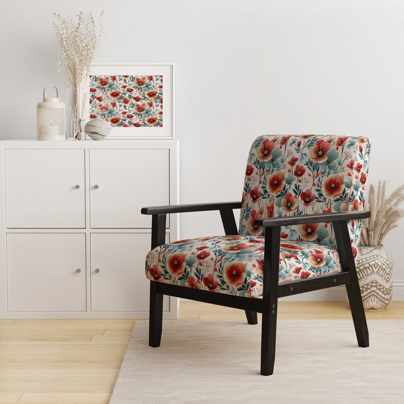 Fauteuil d'appoint rembourré bleu et rouge