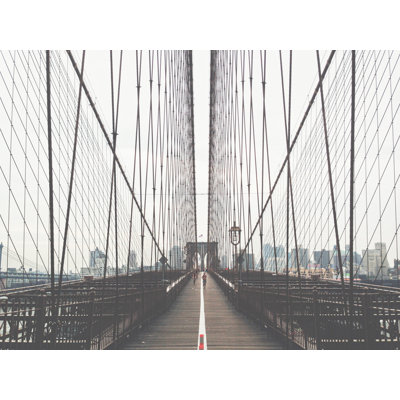 Pont de New York, pont suspendu, pierre, brun clair, blanc, grand angle, spectaculaire, allée