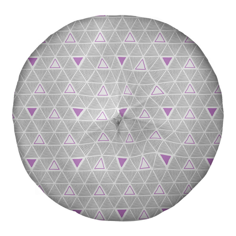 Classic Hand Drawn Triangles Floor Pillow, 30" x 30", Violet Accent