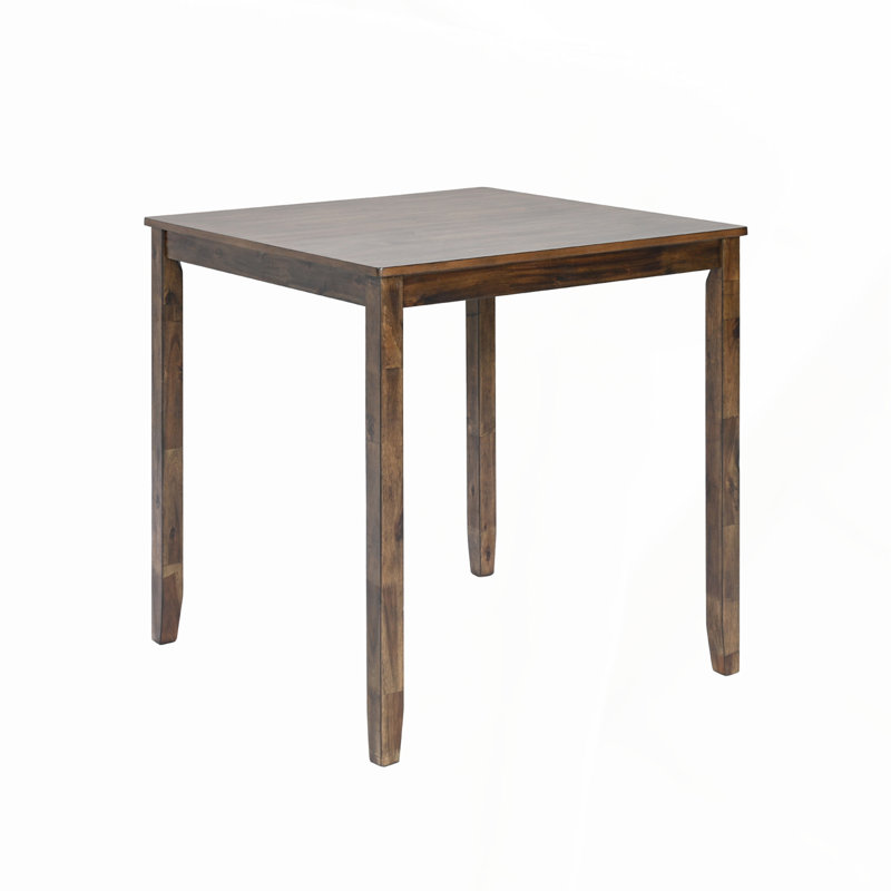 Table de salle à manger élégante en bois pour petits espaces, hauteur comptoir, finition noyer, pouvant accueillir confortablement 4 personnes