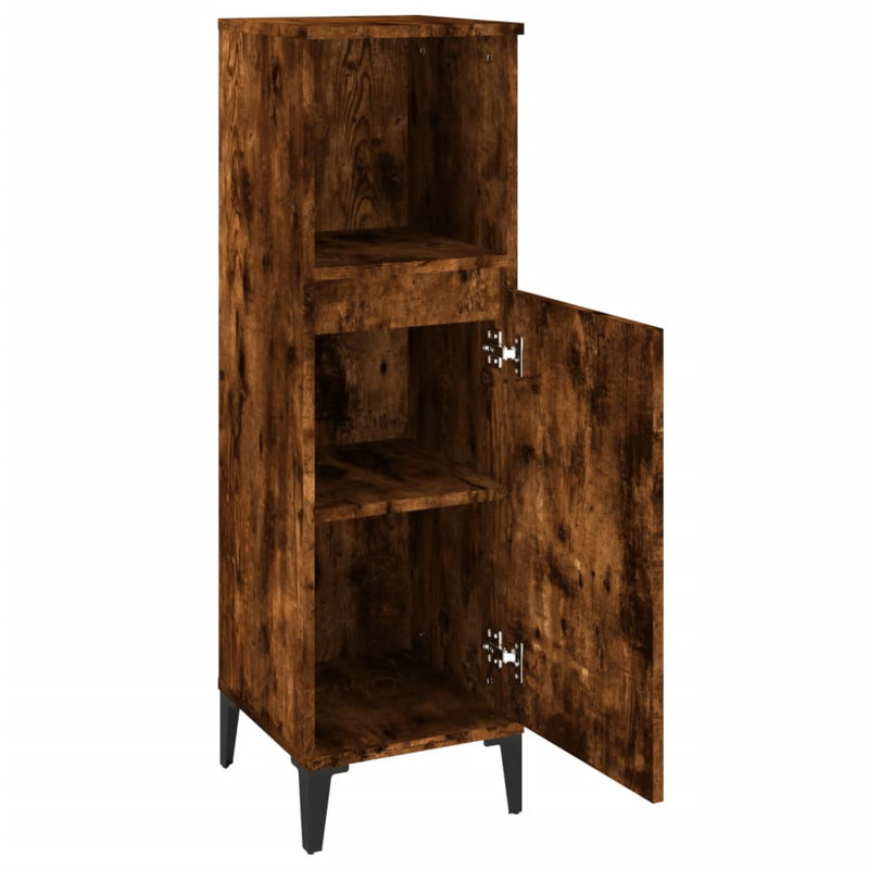 Aneita Freestanding Bathroom Cabinet, Smoked Oak