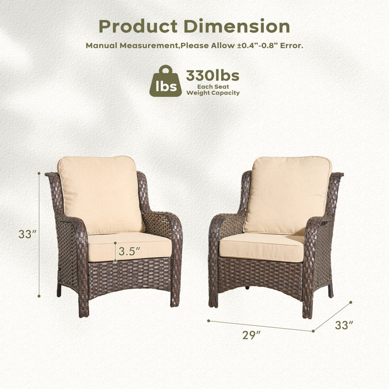 Chaise de patio avec coussins Gretna, Beige, Brun