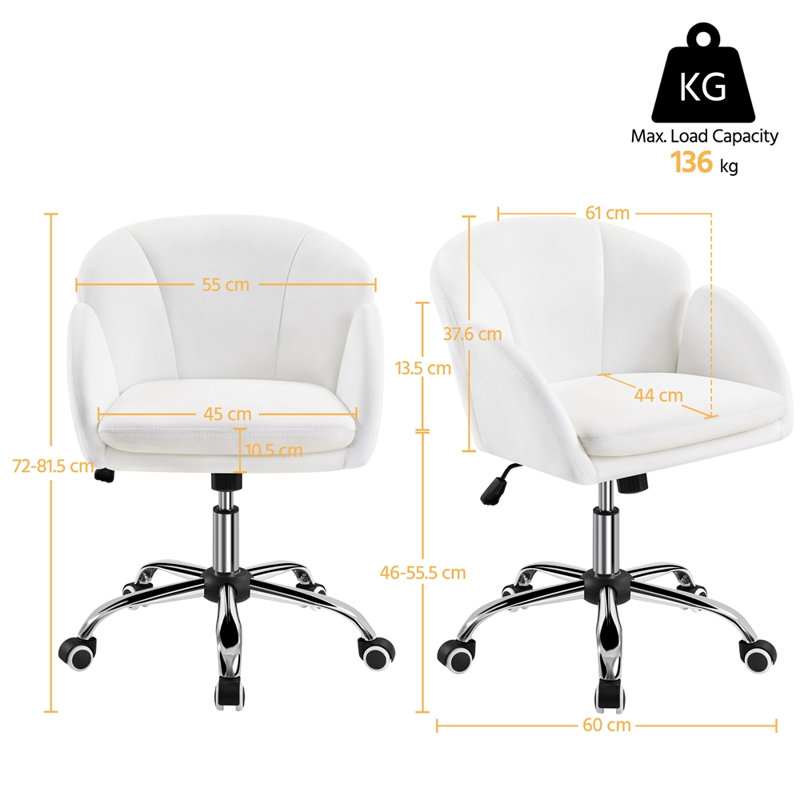Yaheetech Office Chair, White Velvet