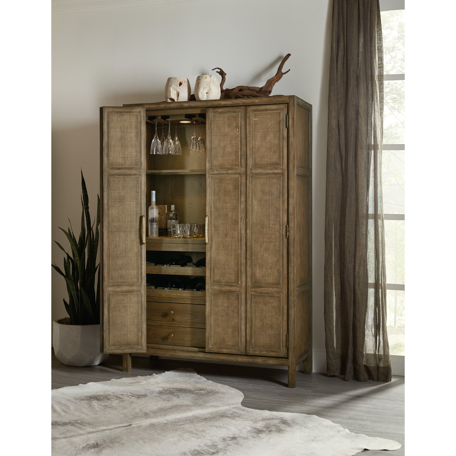 Surfrider 50.75'' Bar Cabinet, Brown