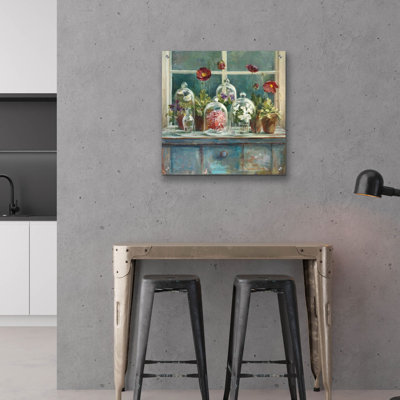  «Fall Poppies Windowsill» par Danhui Nai, art mural en verre acrylique