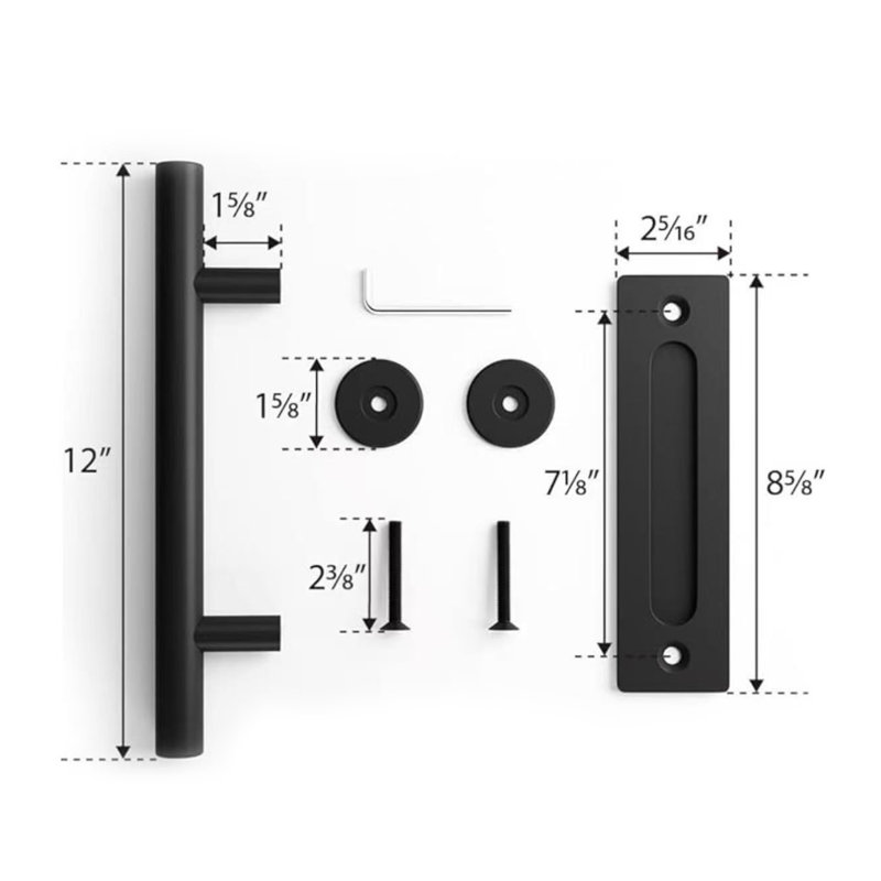 Poignée de porte de grange coulissante en fer noir 12 po