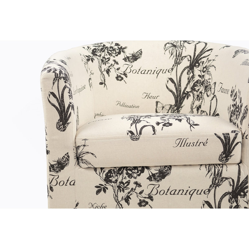Chaise d'appoint d'inspiration rétro avec repose-pieds avec imprimé botanique et motif profilé douillet., Gris foncé