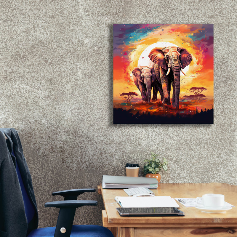 Art mural épique «Elephant» par r3darch0n, H 26 po x l 26 po x P 1,5 po