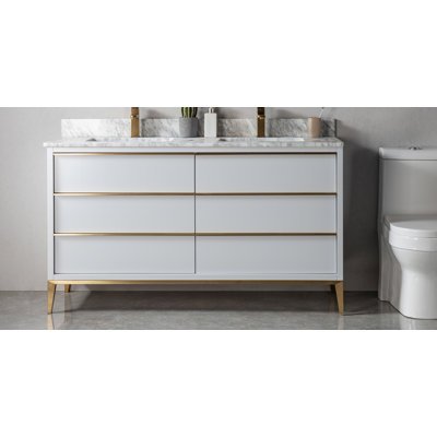 Bourquin 60'' Double Bathroom Vanity with Marble Top
