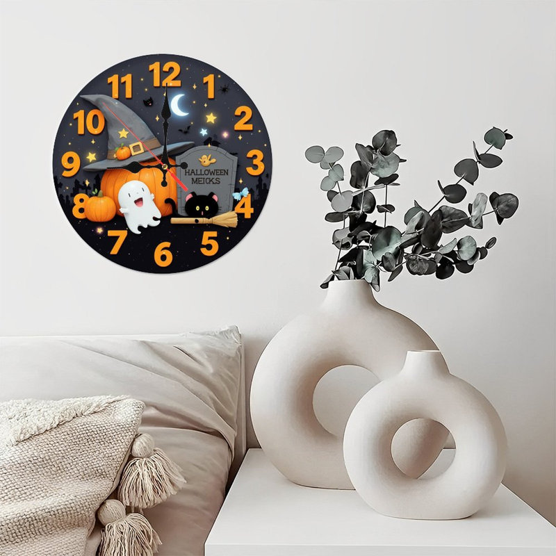 Horloge d'Halloween chat