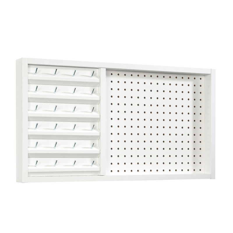 Panneau perforé mural en bois avec rangement, blanc
