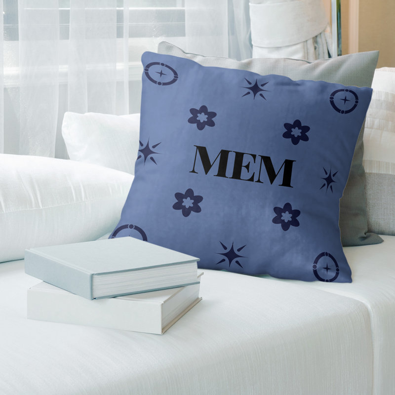 Coussin en coton Memphis, H 16 po x l 16 po, Memphis Beale Street - bleu / bleu marine