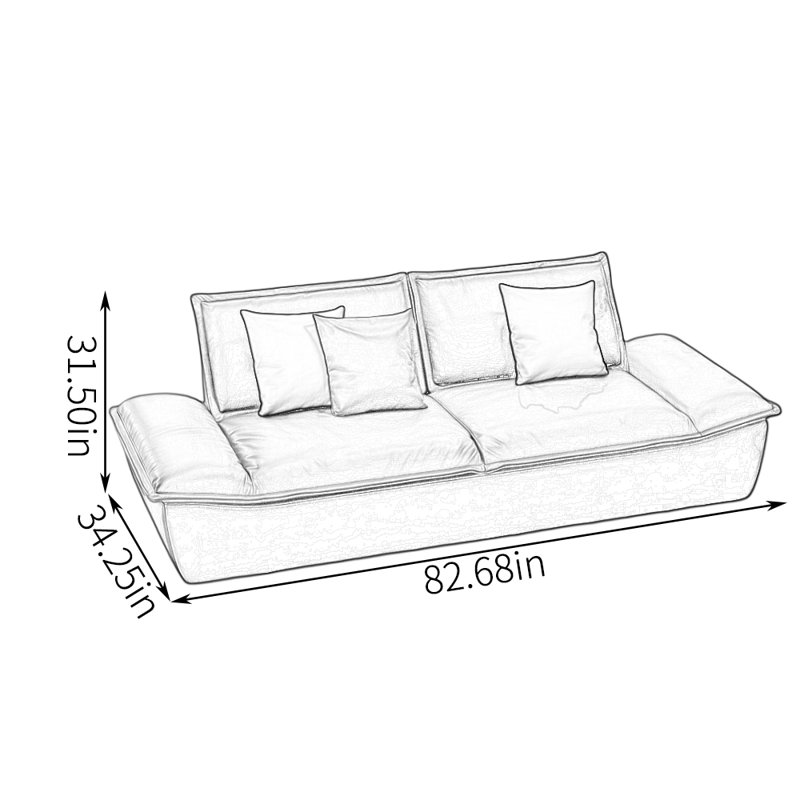 Galyon, H 31,5 po x l 82,68 po x P 34,25 po