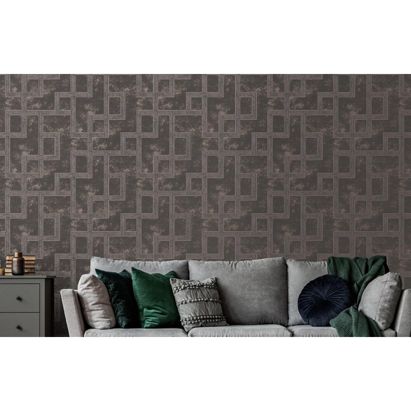 Boutique Gilded Greek Key Wallpaper, Grey