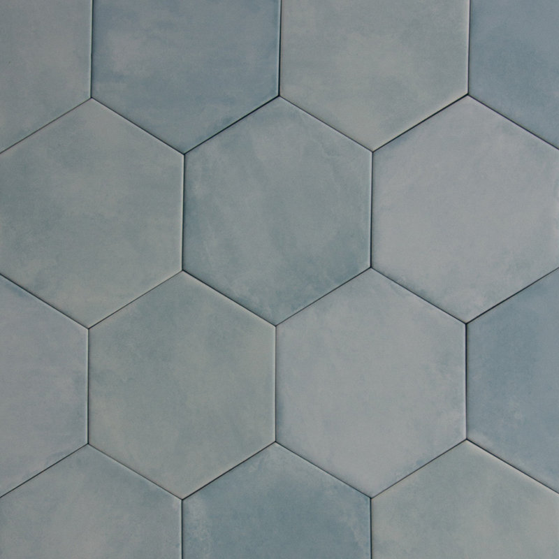 Chromatica 6" Hexagon Porcelain Wall and Floor Tile, Celeste