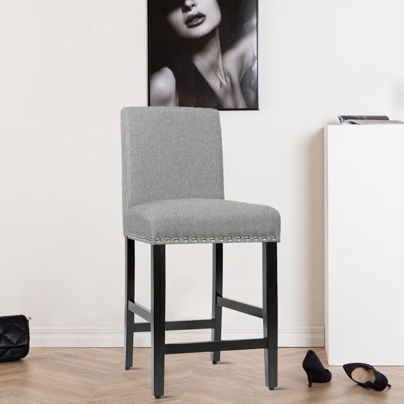 Mariandi Upholstered Counter Stool with Solid Wood Frame