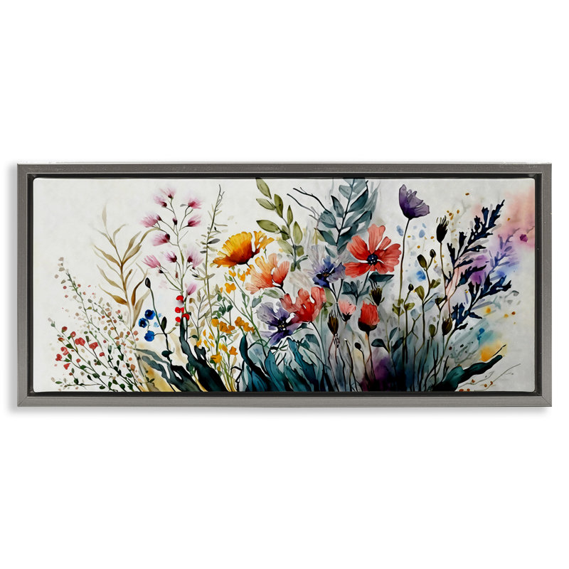 Teintes florales audacieuses qui fleurissent dans la nature, Cadre flottant gris lustré, H 11 po x l 25 po