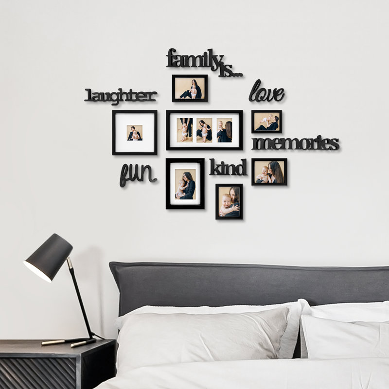 Ensemble de cadres photo muraux décoratifs « Mots de famille », Black-2