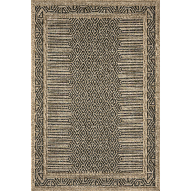 Abani Rugs Magdaleno PAT140A Outdoor Grey Beige Geometric Area Rug, Rectangle 3'10" x 6'