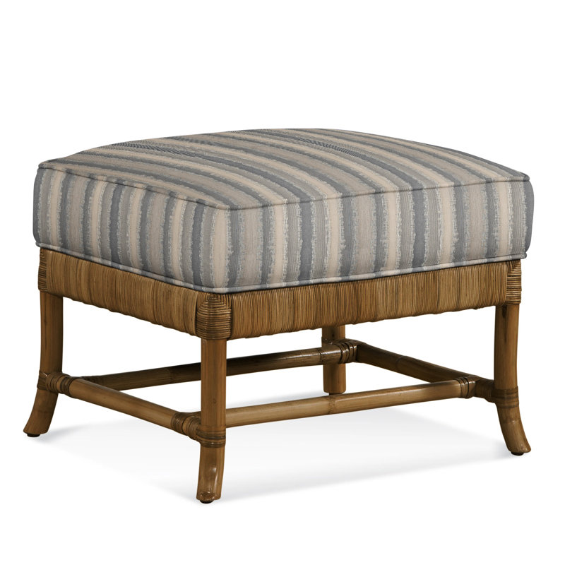 Lafayette Ottoman, Blue and Gray and Beige Stripe; 0229-66, Honey
