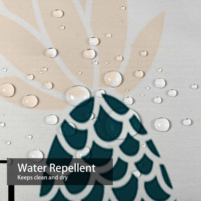 Rideau de douche imperméable à motif floral ananas tropical avec 12 crochets, L 72 po x l 78 po