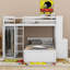 Lit mezzanine simple avec lit autonome, tablettes, bureau et garde-robe-101368214