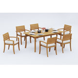 7 Pcs Grade-A Teak Wood Dining Set: 71" Rectangle Table And 6 Travota Stacking Arm Chairs #11TV1606