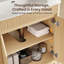 Meuble-lavabo autoportant simple de 30 po Fredson avec lavabo en céramique en forme d'arc, pieds en bois massif, portes à fermeture en douceur et rangement intérieur réglable, facile à assembler