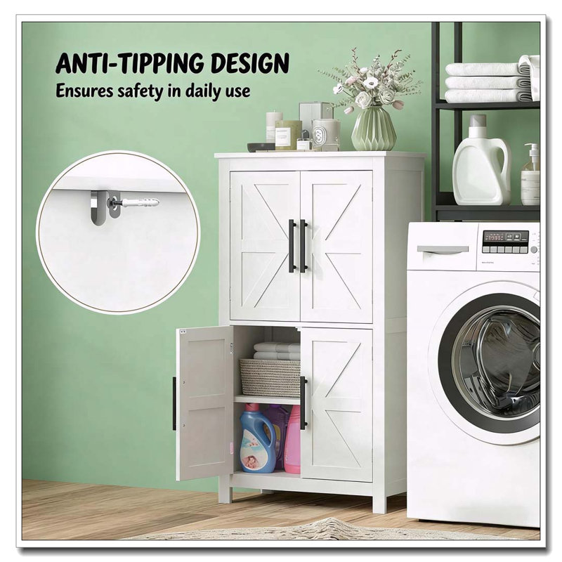Armoire de salle de bain blanche avec portes de grange Farmhouse, White