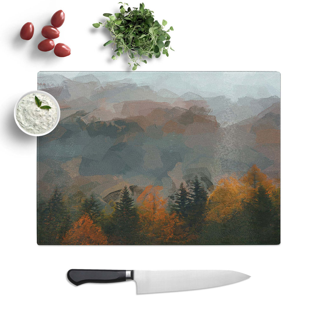 Glass Misty Forest in The Autumn in Abstract Chopping Board