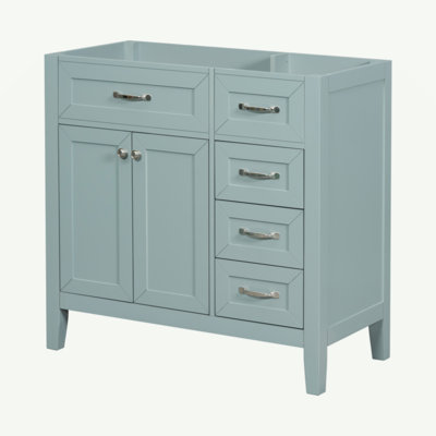 Meuble-lavabo 36 po sans lavabo, base d'armoire seulement, armoire de salle de bain avec tiroirs, structure solide et panneau de fibres à densité moyenne