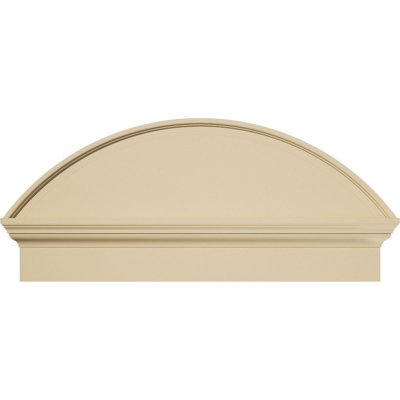 34"W x 15-3/8"H x 2-1/2"P Segment Arch Smooth Signature Urethane Combination Pediment, Primed Tan