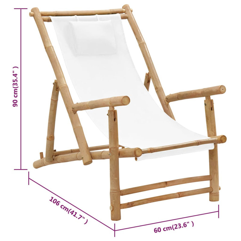Otavio Reclining Deck Chair, Cream White