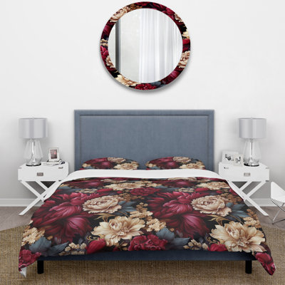 Ensemble de housse de couette Royal Royal and Beige Peony Garden Grace