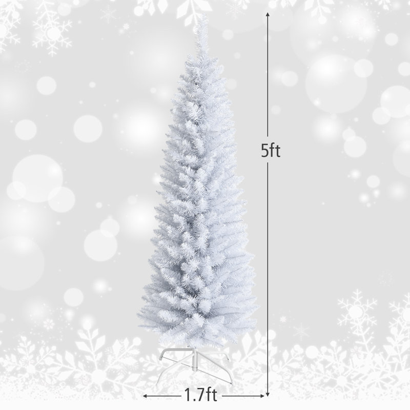 The Holiday Aisle® Arbre de Noël effilé artificiel blanc de 7 pi avec arbre de Noël illuminé avec support en métal pliable et PVC durable