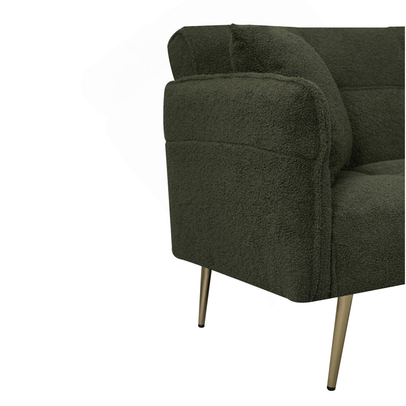 70.1 "Futon Sofa Bed, Convertible Double Sofa Bed With Folding Armres For Living Rooms And Small Spaces, Green