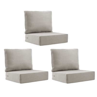 Coussins d'extérieur pour meubles de patio, ensemble de coussins de siège d'extérieur 24 x 24 x 6 pouces, coussins de chaise d'extérieur imperméables et résistants à la décoloration, coussin de chaise de patio profond avec housse amovible