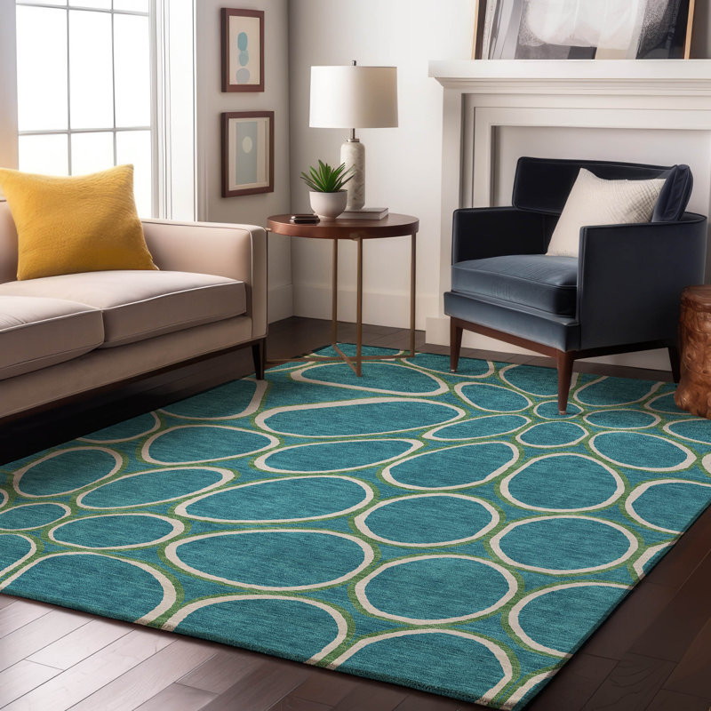 Premium Machine Washable Cossette AMF1041 Circles Rug, Rectangle 5' x 7'6"