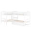 Lit simple superposé en forme de L avec lit gigogne en blanc, option de disposition polyvalente, peut accueillir plusieurs personnes. Fabrication en pin massif. Option de sommeil pour les familles. Pour 6 personnes et plus. Pas de boîte à ressorts. Capacité de 300 lb