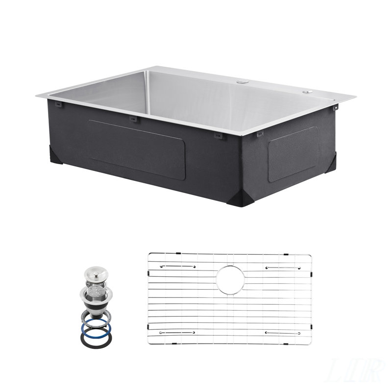 33 Inch Stainless Steel Single Bowl Kitchen Sink with R10 Rounded Corners and Soundproofing