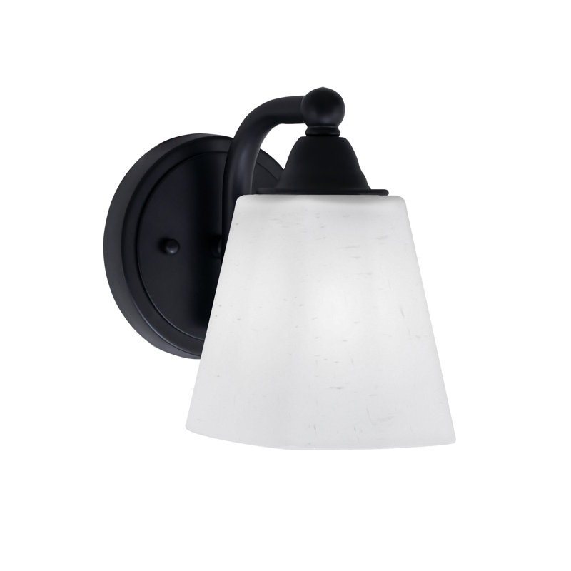 Applique murale Paramount avec fini noir mat et verre mousseline carré blanc de 4,5 po
