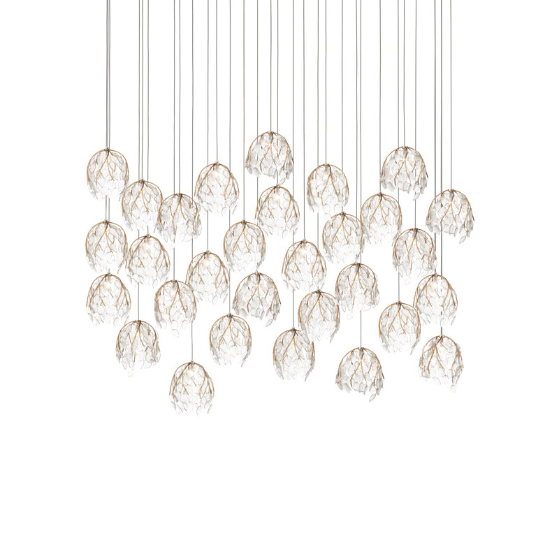 Banyan 30-Light Linear Multi-Drop Pendant, 19" H x 54" W x 18" D, 4500 Lumens