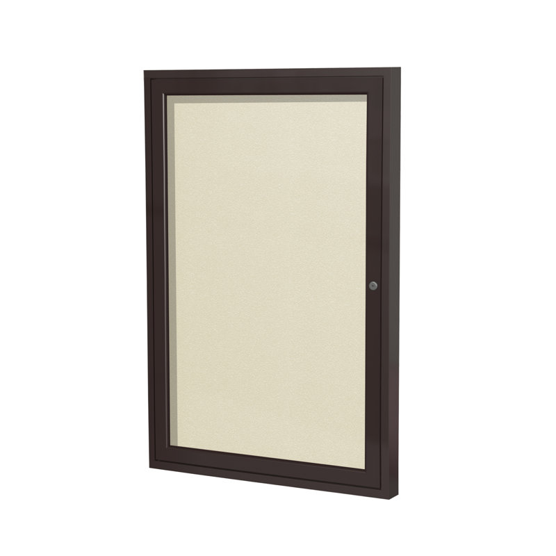 Babillard fermé en vinyle avec cadre en satin 1 porte Ghent, Ivoire, H 3 pi x l 2 pi, Bronze