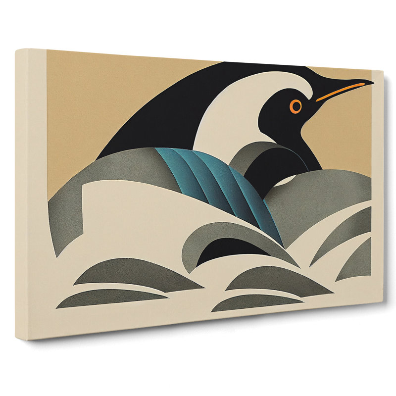 Penguin Art Deco Abstract - Wrapped Canvas, 35cm H x 50cm W x 3cm D