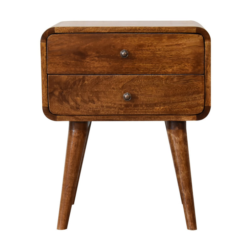 22" Chestnut Solid Wood Two Drawer Nightstand